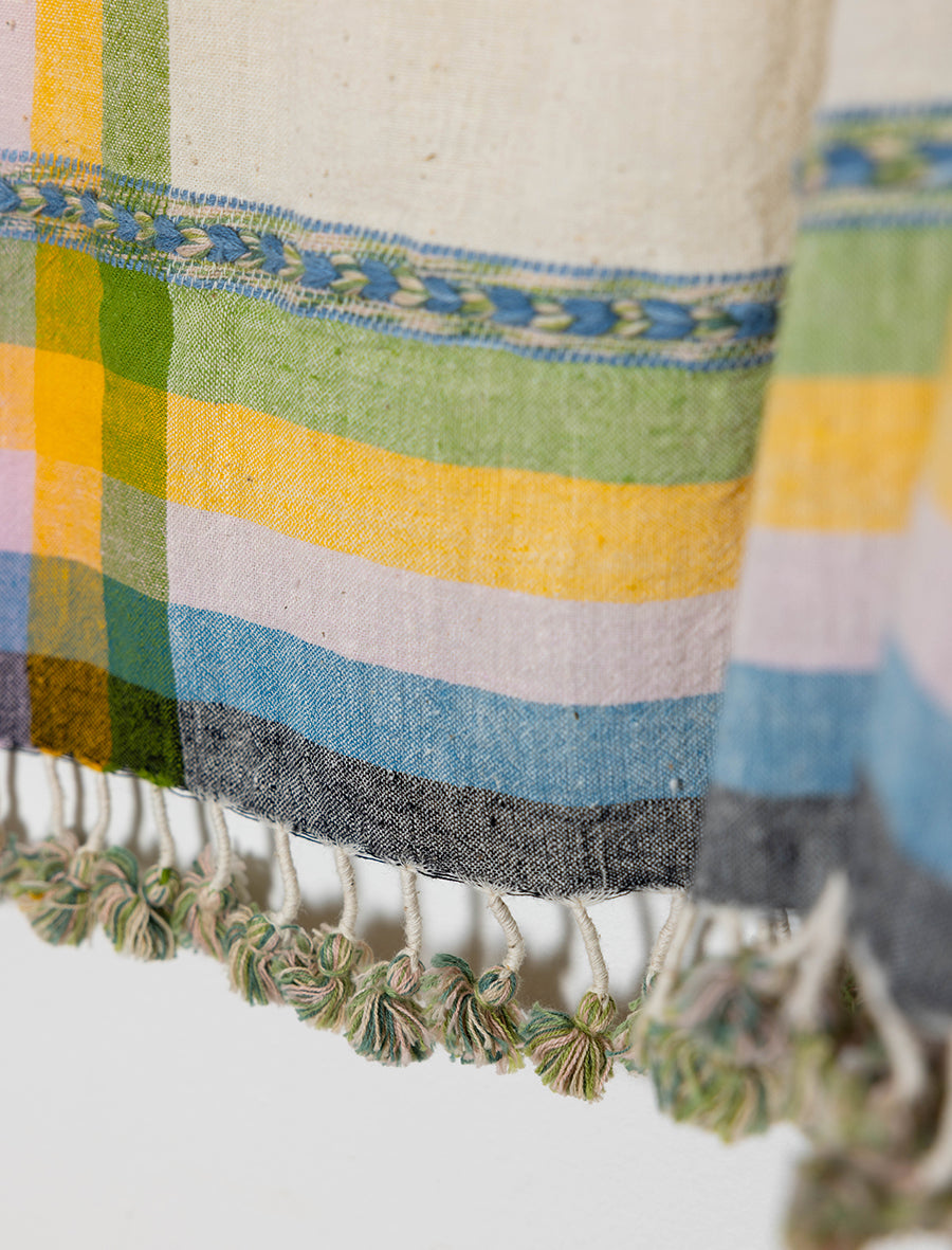 Hand-loom Kala cotton bébé wrap in Moiré border cloud