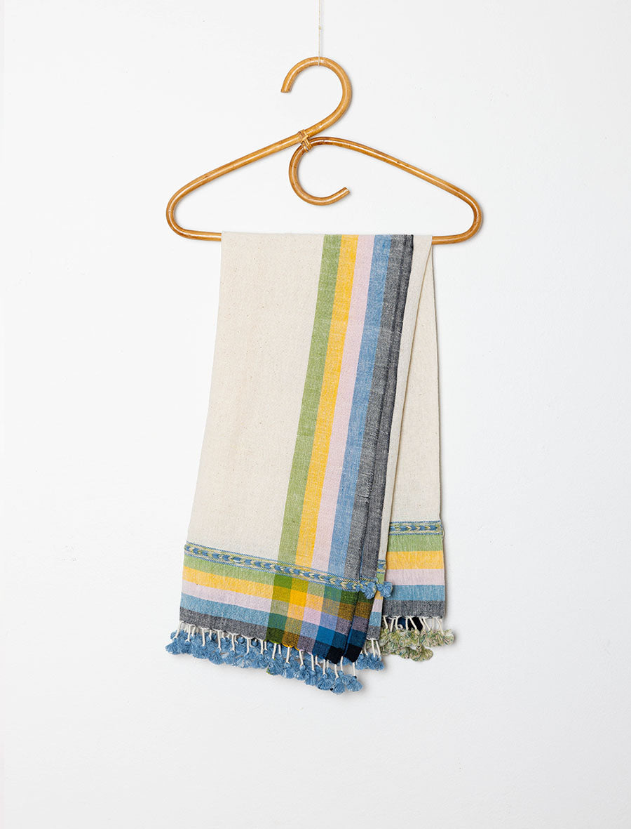 Hand-loom Kala cotton bébé wrap in Moiré border cloud