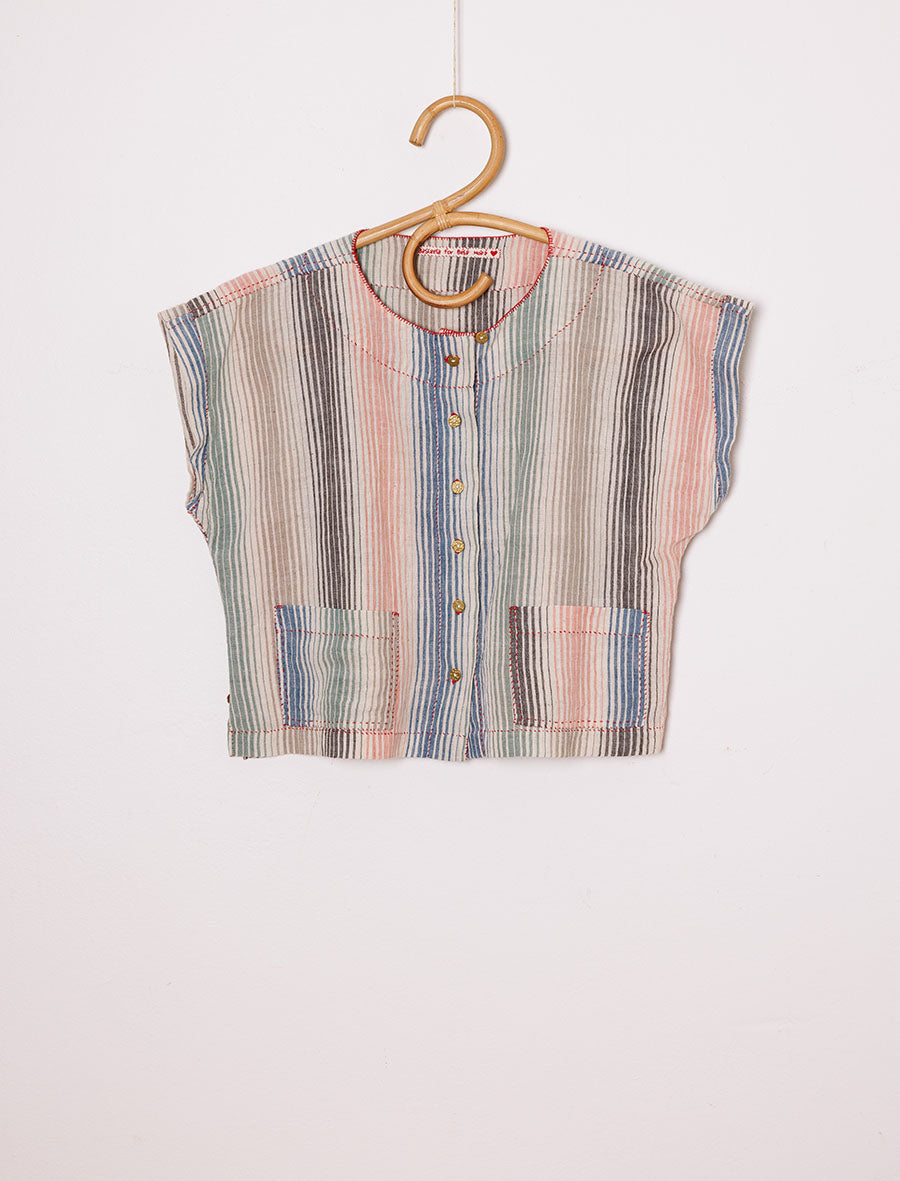 Adults Shirt in Naturally-Dyed Candy Stripe