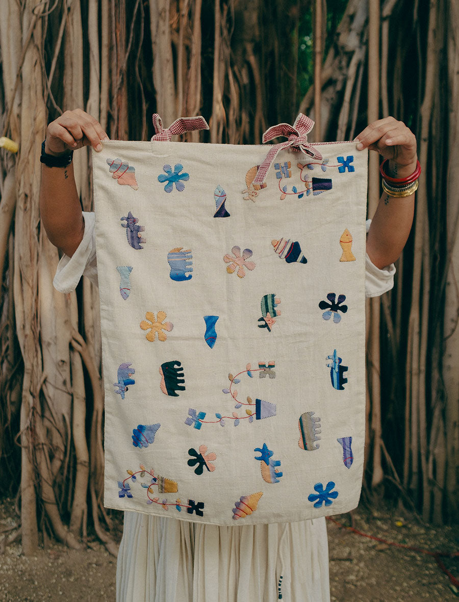 Appliqué Bed Pillowslip made by RaasLeela